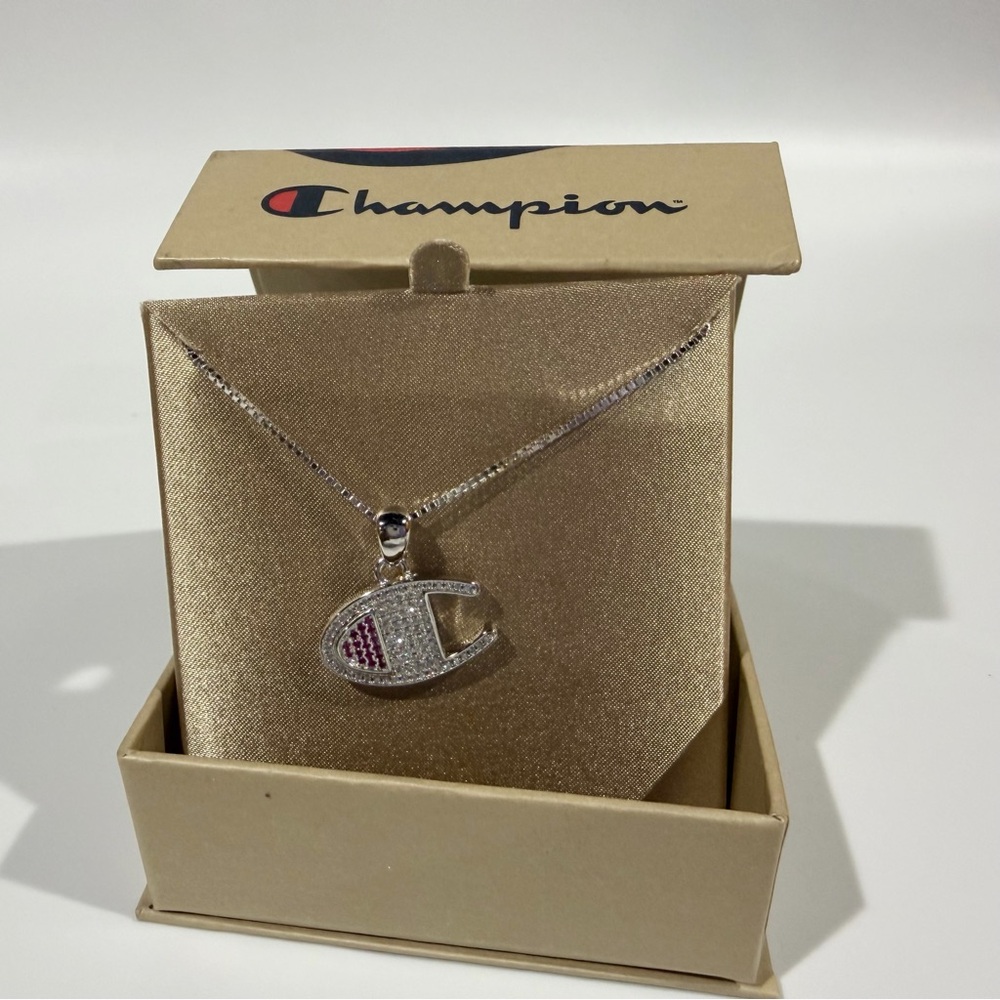 New w Tag Champion CZ .925 Sterling Silver Pendant Necklace Los Angeles Designer